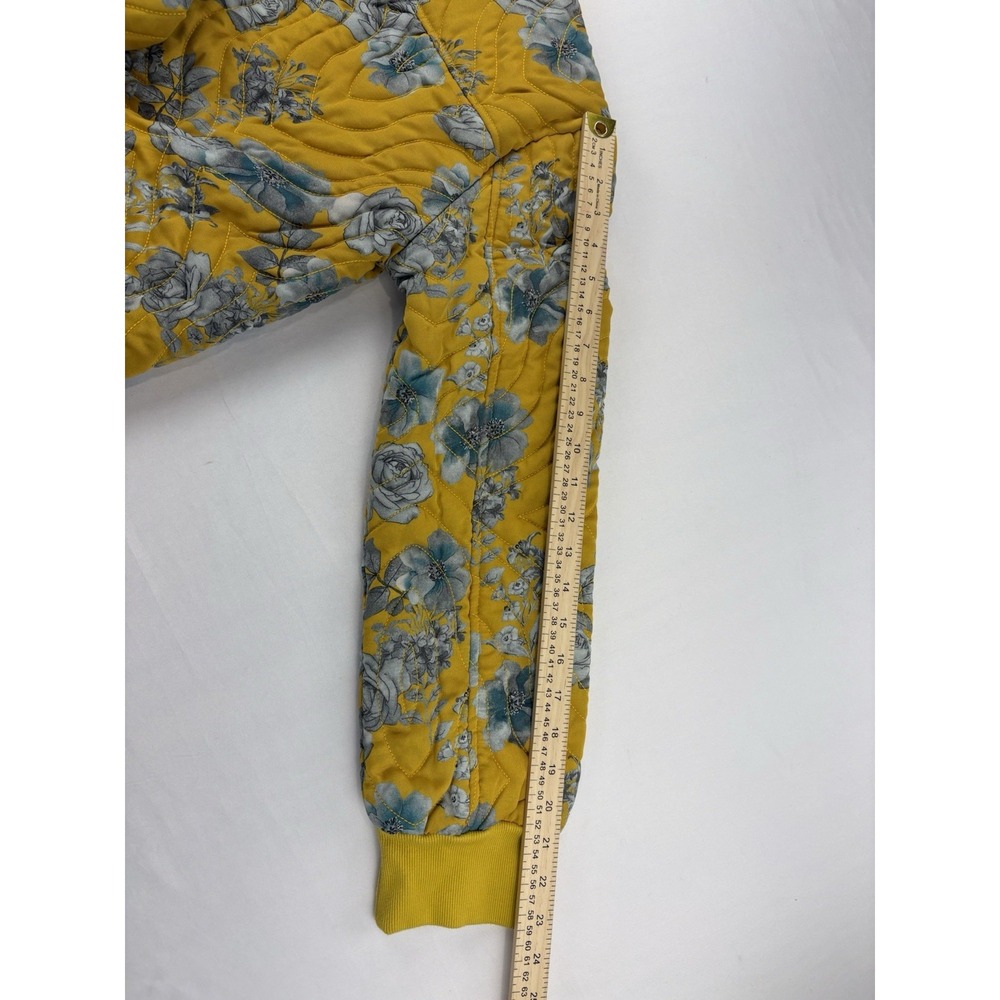 Elan Aubray Quilted Bomber Jacket Floral Print Yellow Gray Full Zip. Women's Med - Picture 16 of 16
